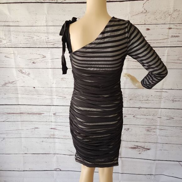 BCBGMAXAZRIA Black One Shoulder Dress Small - Picture 3 of 5